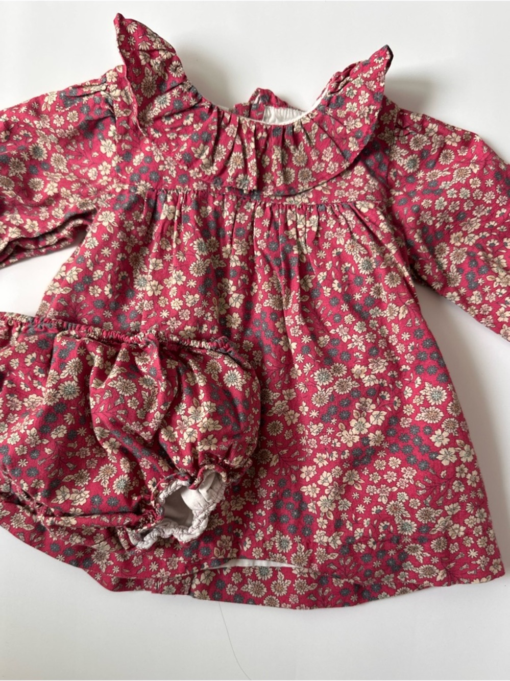 Kids Floral Ruffle Neck Matching Set in Rose